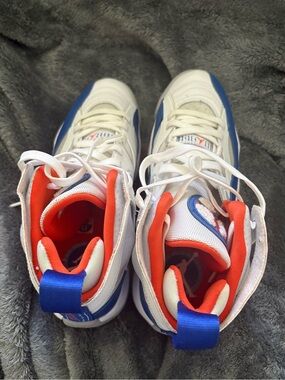 Jordan White, Blue & Orange High-Top Sneakers
